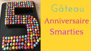 gâteau d’anniversaire au chocolat chiffre 5 Smarties idéal pour goûter d’anniversaire enfant [upl. by Gillead]