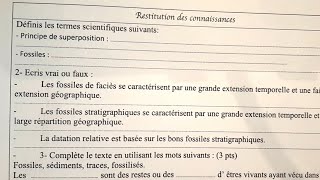 Contrôle SVT 1AC sur les fossiles et la fossilisation [upl. by Aihsein67]