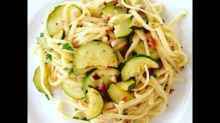 Italian Pasta with Zucchini  Spaghetti or Linguine traditional Toscana Recipe [upl. by Anneres]