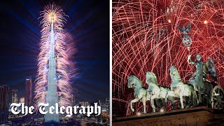 New Years celebrations 2024 Firework displays light up major cities from Auckland to Berlin [upl. by Cowley]