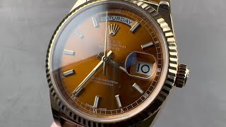 Rolex DayDate 36 Cognac Dial 118138 Rolex Watch Review [upl. by Ruella505]