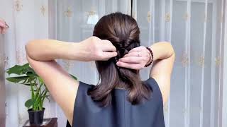 Hair style girl for wedding open hair  Front hair style girl for wedding  Hair style for girl [upl. by Nauqan]