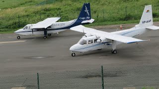 Double BN2B20 Islander Departure  Taddy Bay int Airport VG [upl. by Ennad]