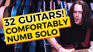 Comfortably Numb INSANE Cover On 32 Guitars [upl. by Arratahs308]