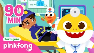 Ai O Bombeiro se Machucou🧑‍🚒 Hospital  Completo  Pinkfong Bebê Tubarão Canções para Crianças [upl. by Neenaej]