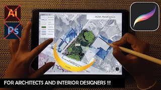 Easy Tutorial   How to create site analysis using iPad on Procreate tutorial architecture art [upl. by Sholley]