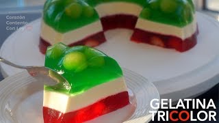 Receta de Gelatina Tricolor  CANTIDADES EN LA CAJITA DE INFORMACIÓN [upl. by Ilarrold]