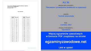 Egzamin zawodowy odpowiedzi AU35 czerwiec 2021 [upl. by Gow946]