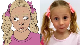 Nastya and Stacy play with edible makeup funny drawing meme l Like Nastya [upl. by Senaj]