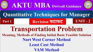 4 Quantitative Techniques for Manager Transportation Problem VAM North West Corner Least Cost [upl. by Damiano]