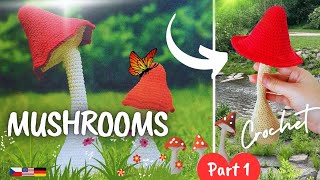 Crochet Mushrooms 🍄 Part 1  Bendable RiceFilled Legs  Tutorial [upl. by Anaujat]