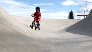 A 3 year old and his Strider bike in the skate park Strider bikes rule [upl. by Strong206]