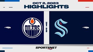 NHL PreSeason Highlights  Oilers vs Kraken  October 2 2023 [upl. by Dnilazor699]