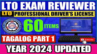 LTO EXAM REVIEWER 2024 FOR PROFESSIONAL DRIVERS LICENSETAGALOG VERSION UPDATED driverslicense [upl. by Nageam]