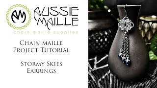 Chain Maille Tutorial  Stormy Skies Earrings [upl. by Guenna]