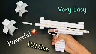 Making A Powerful PAPER GUN UZI that shoots paper bullets How to make a Paper Gun Ashraful Crafts [upl. by Ritchie59]