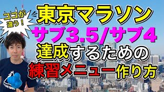 【東京マラソン】ココが違う！サブ35サブ4練習メニューの作り方MarathonLearningchannel [upl. by Kenyon]