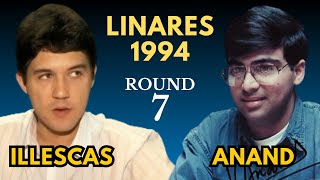 Miguel Illescas vs Viswanathan Anand  Linares 1994  Round 7 [upl. by Adnawyt402]