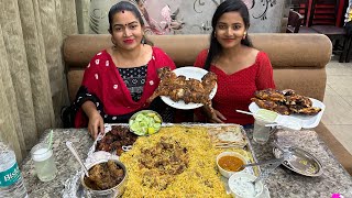 Maa Sirisha 15kg weight lose ki Mutton Mandi biryani combo party [upl. by Aryt]