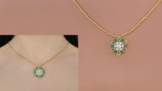 DIY Beaded Pendant Necklace with Pealrs and Crystal Bicones How to Make Beaded Jewelry 手工串珠项链教程 [upl. by Winny]