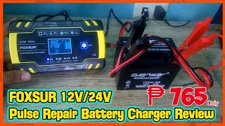 🚙FOXSUR Pulse Repair Battery Charger Tagalog Review Murang Car  Motorcycle Battery Charger [upl. by Tak578]