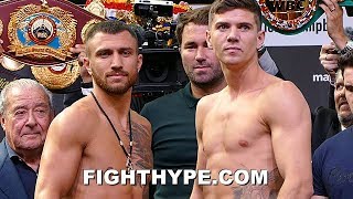 LOMACHENKO 1345 VS CAMPBELL 13425 OFFICIAL WEIGHIN AND FINAL FACE OFF [upl. by Lizzie296]