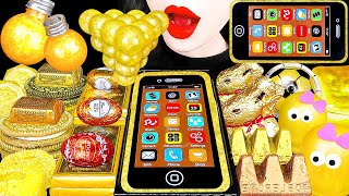 ASMR GOLD DESSERTS 골드바 금 아이폰 EDIBLE GOLD BAR 24K iPHONE GOLD DRINKS 신기한 금 먹방 EATING SOUNDS MUKBANG [upl. by Hainahpez]