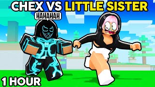 I TROLLED My LITTLE SISTER For 1 HOUR Roblox Bedwars [upl. by Mayne]