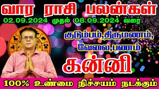 Kanni Rasi Vara Rasi Palangal In Tamil 2024  கன்னி ராசி வார ராசி பலன்கள்  Sep 02 to Sep 08 [upl. by Allanson415]