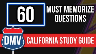 California Permit Test Study Guide 2024 60 Must Memorize Questions [upl. by Darcia]