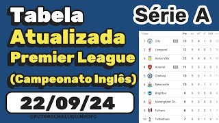 Tabela Premier League 2024 Classificação do Campeonato Inglês Série A 220924  Serie A [upl. by Letnahc]