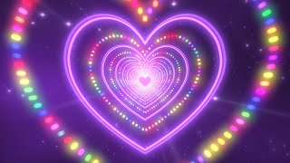 Heart Tunnel Background🌈Neon Heart Light Dots  Heart Wallpaper Video  Animated Background Video [upl. by Ellehcil]