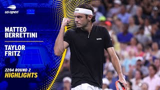 Matteo Berrettini vs Taylor Fritz Highlights  2024 US Open Round 2 [upl. by Kral]