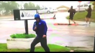 ACTUAL Fake News Reporter Caught Exaggerating Hurricane [upl. by Neelya66]