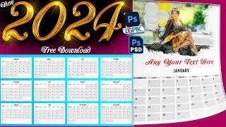 2024 Calendar PSD Template Free  Wall Calendar Design 2024 Free PSD [upl. by Esiom6]