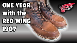 Red Wing Classic Moc 1907  One Year Update  Copper Rough amp Tough Leather  How have they changed [upl. by Atalya]