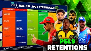 PSL 9 RETENTIONS  PSL 2024 RETAINED PLAYERS  PSL 9 [upl. by Ahseek]