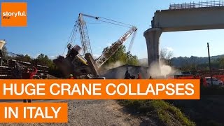 Huge Crane Collapses in Italy [upl. by Clie668]