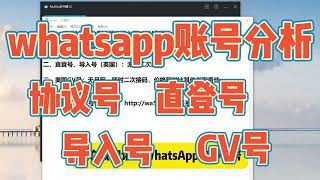 whatsapp协议号、直登号、导入号、GV号优缺点分析 [upl. by Alludba681]