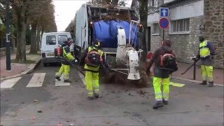 Benne à Ordures Equipée dun AspireFeuilles  Camion Poubelles Garbage Truck [upl. by Hairym894]