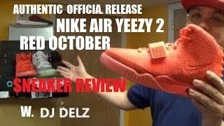 Nike Air Yeezy 2 Red October Sneaker Review  On Feet  Glow Test W Dj Delz [upl. by Hadsall]