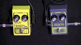 DOD Preamp 250 Overdrive Gray versus Yellow guitar pedal shoootout [upl. by Nimajnab]