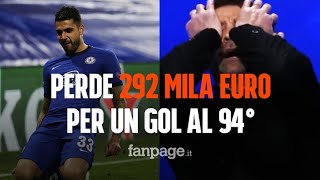 Perde 292mila euro per il gol del Chelsea al 94° la reazione in diretta TV [upl. by Sancha519]