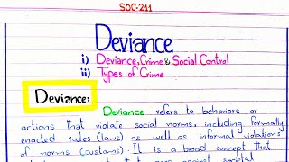 Deviance  Crime  Types of Crime  Social Control SOC211 pu [upl. by Kenlay967]