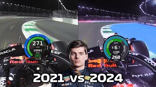 Verstappen Jeddah 2024 vs His Unfinished Mega 2021 Q3 Lap [upl. by Doowle]