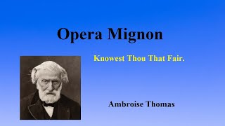 Knowest Thou That Fair Land from Opera Mignon Nr40 Mira 18 12” [upl. by Notnroht]