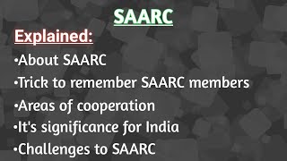 South Asian Association for Regional Cooperation  SAARC  Notes on SAARC [upl. by Anaeda]