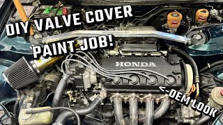 DIY Valve Cover Wrinkle Black Paint Job on the Ek Civic [upl. by Gilba]