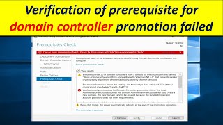 Verification of prerequisite for domain controller promotion failed  Active directory error [upl. by Amalbergas758]