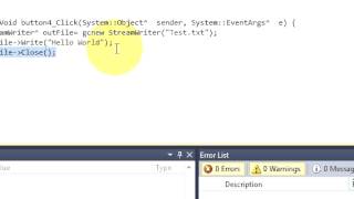 Visual C Tutorial 37 Windows Forms Application Create a text file and write in it [upl. by Sicard411]